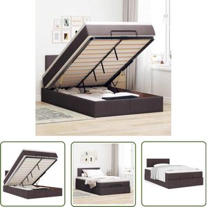 The Living Store Ottoman bed met matras 120x190 cm stof donkerbruin - Ottoman Bed - Boxspring Bed - Tweepersoonsbed - Slaapcomfort - Pocketveringmatras