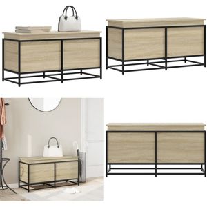 vidaXL Opbergbox met deksel 100x40x51,5 cm bewerkt hout sonoma eiken - Opbergbox - Opbergboxen - Speelgoedkist - Opbergkist