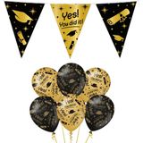 Paperdreams Geslaagd thema party versiering set You did it - Vlaggenlijn en 12x ballonnen