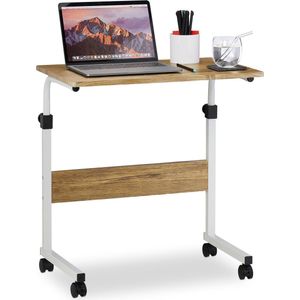 Relaxdays Laptoptafel verstelbaar - computertafel - laptop bureau op wielen - schrijftafel