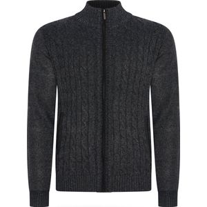 Cappuccino Italia - Heren Sweaters Cable Cardigan Antraciet - Grijs - Maat XL