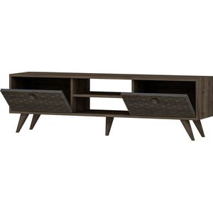 TV Meubel - Stijlvol Antraciet & Walnoot - 150x45x35cm - Duurzaam Melamine