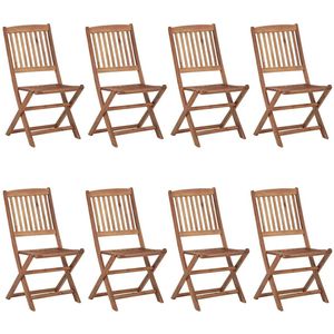 vidaXL Tuinstoelen 8 st inklapbaar met kussens massief acaciahout - Tuinstoel - Tuinstoelen - Tuin Stoel - Tuin Stoelen