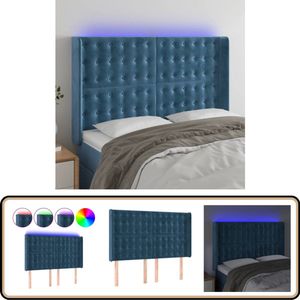 vidaXL Hoofdbord LED Fluweel Donkerblauw 147 cm Hoofd Bord - Led Hoofdbord - Hoofdbord Blauw - Velvet Hoofdbord - Leeshoek Verhogen