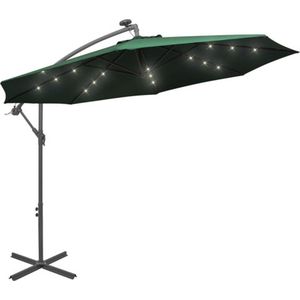 VidaXL Zweefparasol LED-verlichting Metalen Paal 300 cm Groen