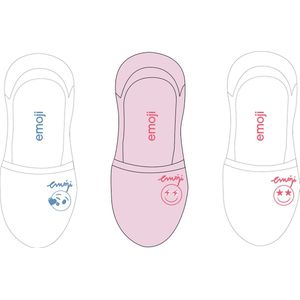 Dames Emoji footie sneaker sokken - onzichtbaar in sneaker - 6 paar wit/roze - 1 maat 36/40