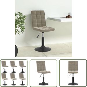 The Living Store Eetkamerstoelen draaibaar 6 st fluweel lichtgrijs - Draaibare Eetkamerstoel - Eetkamerstoelen - Fluweel Stoel - Lounge Stoel - Modern Meubilair