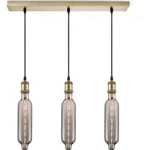 Home Sweet Home hanglamp brons vintage Tube - hanglamp inclusief 3 LED filament lamp G78 - dimbaar - pendel lengte 100 cm - inclusief E27 LED lamp - rook