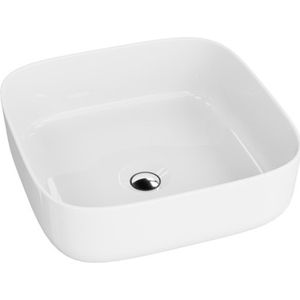 LAVITA® Opzetwastafel GALERA MINI Rechthoekig Keramische Wastafel voor Badkamer en Gastentoilet - 390x390x140 mm - Wit Hoogglans - Wasbak met dunne rand - Keramik Waskom opbouw zonder kraangat en zonder overloop