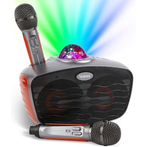 Karaoke set Draagbare Bluetooth Machine met 2 Draadloze Microfoon en Disco Party Light Speaker - USB-TF Kaart AUX In voor Thuisfeest Vergadering Bruiloft Kerk Picknic Outdoor-Indoor Oranje