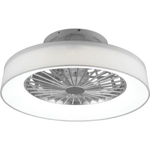 LED Plafondlamp met Ventilator - Plafondventilator - Torna Farali - 30W - Aanpasbare Kleur - Afstandsbediening - Dimbaar - Rond - Mat Wit - Kunststof