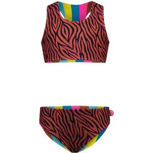 Just Beach Meisjes reversibel bikini sportief - Caramel zebra