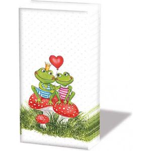 6 Pakjes papieren zakdoeken - Frogs in love - Kikkers - Liefde - Valentijn