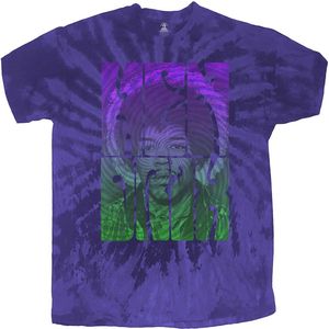 Jimi Hendrix - Swirly Text Heren T-shirt - S - Blauw
