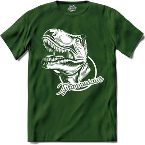 Tyrannosaur | Dino - Dinosaur - Dinosauriërs - T-Shirt - Unisex - Bottle Groen - Maat S