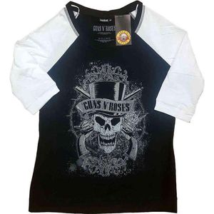 Guns N' Roses Raglan top -XS- Faded Skull Zwart/Wit
