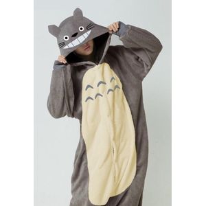 KIMU Onesie Grijze Muis Pak - Maat L-XL - Jumpsuit Huispak Kigurumi Rat Kostuum Grijs Volwassenen Dames Heren Pyjama Overall Fleece Muizenpak Festival