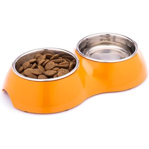 DDOXX® Dubbele Voerbak voor kleine en grote honden en katten - Antislip - Verschillende Kleuren & Maten - RVS & Melamine Bak