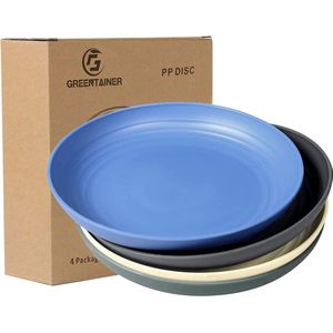 Bordenset van 4, 22,3 cm eetborden van PP, modern en gezond dinerborden, pizzaborden, taartborden, onbreekbare plaat voor salade, dessert, ontbijt, magnetron- en vaatwasmachinebestendig, BPA-vrij