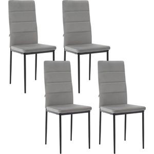 Rootz fluwelen eetkamerstoelen set van 4 - stoelen met hoge rugleuning - stoelen met metalen poten - ergonomisch ontwerp - duurzaam en comfortabel - vloerbescherming - 40 cm x 98 cm x 51 cm