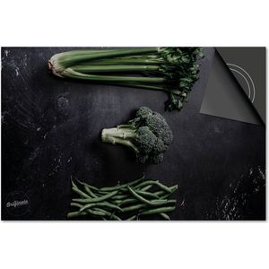 Inductie beschermer 65x52 - afdekplaat inductie mat - Dietrix Kookplaat beschermer - DELUXE - Groente en Fruit - Paksoi, broccoli en sperziebonen