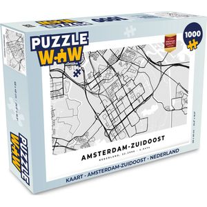 Puzzel Kaart - Amsterdam-Zuidoost - Nederland - Legpuzzel - Puzzel 1000 stukjes volwassenen