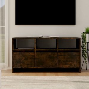 The Living Store Tv-meubel - Gerookt eiken - 102 x 37.5 x 52.5 cm - 3 laden - 3 schappen