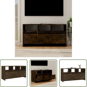 The Living Store Tv-meubel - Gerookt eiken - 102 x 37.5 x 52.5 cm - 3 laden - 3 schappen