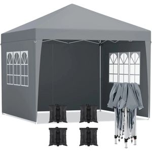 Venori Partytent - Partytenten - Partytent opvouwbaar - Feest - 3x3x2M - Met draagtas - Makkelijk op te zetten - Waterproof - Grijs