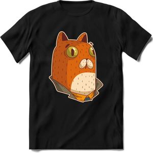 Casual kat T-Shirt Grappig | Dieren katten Kleding Kado Heren / Dames | Animal Skateboard Cadeau shirt - Zwart - L