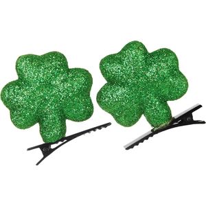 dressforfun - St. Patrick’s Day Haarclip glanzende klaverbladeren - verkleedkleding kostuum halloween verkleden feestkleding carnavalskleding carnaval feestkledij partykleding - 302551