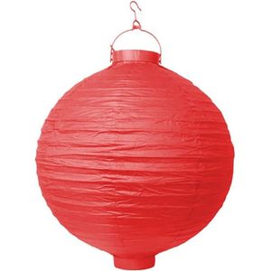Partydeco - Decoratieve lampion rood LED 30 cm - Lampion sint maarten - lampionnen - Sint maarten optocht - lampionnen papier