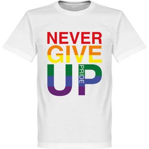 Never Give Up Pride T-Shirt - Wit - XXL