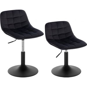 Set Van 2 Barkrukken In Velvet 360° Bureaustoel Zwart