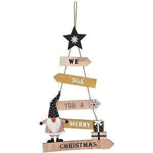 Kerst - Kerstdecoratie - Kerstdagen - Kersthanger bruin - zwart - wit ""We wish you a merry Christmas