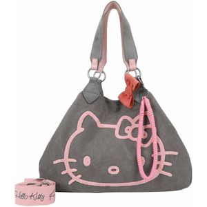 Fritzi aus Preußen Schoudertas Izzy Hello Kitty Head Flocked Canvas Plumy Cat Paars