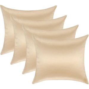 4x Zijden Kussensloop Donker Champagne - 19MM Satijn - 80x80cm - Satijnen kussensloop