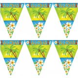 Set van 2x stuks vlaggenlijnen Hawaii Aloha thema 5 meter - Tropische feestartikelen versieringen