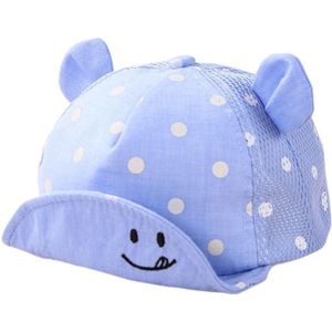 CHPN - Petje - Hoedje - Babyhoedje - Babypetje - Kinderpet - Babypet - Babycap - Cap - Zomerpetje - Petje - Blauw - Stippen - Dots - Met oortjes