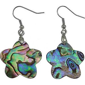 Parelmoeren oorbellen Abalone Flower - oorhangers - parelmoer - sterling zilver (925) - multi color - bloem