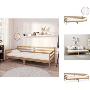 vidaXL Slaapbank - Massief grenenhout - Honingbruin - 204 x 98 x 70 cm - Inclusief matras - Bed