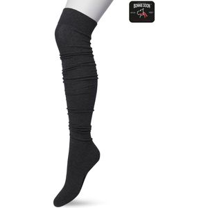 Bonnie Doon Overknee Kousen Donker Grijs Dames maat 36/42 - Overknee Sokken - Over de knie - Katoen - Gladde Naden - Extra Comfortabel - Maximaal Draagcomfort - Warm - Overknees - Kniekousen - Dark Grey - Gemeleerd - Oxford Heather - P53496.308