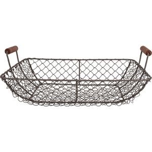Clayre & Eef Opbergmand 32x26x12 cm Bruin Ijzer Rechthoek Keuken Mandjes