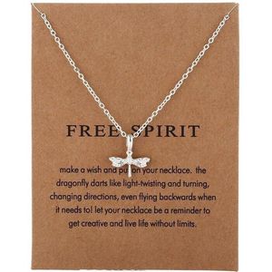 Kasey Free Spirit Ketting - Libelle hanger aan ketting - Zilverkleurig