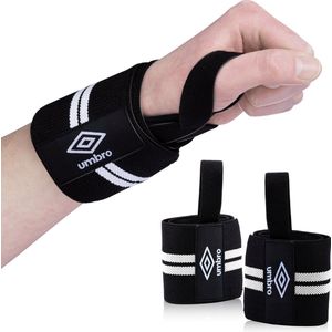 Umbro Wrist Wraps - 2 Stuks - Polsbeschermers - Krachttraining en Fitness - Wit/ Zwart