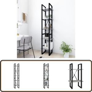 vidaXL Boekenkast 5 schappen - 40x30x175 cm - Betongrijs Bibliotheek - Boekenkast - Industrieel Design - Beton Grijs - Houten Boekenkast