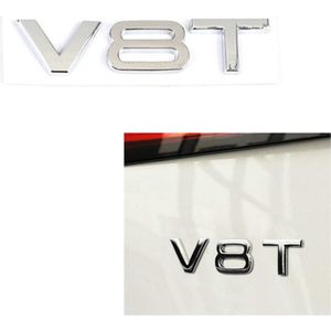 Auto Embleem V8T - Zelfklevende Badge - V8 Logo - universeel/alle automerken - Auto Accessoires