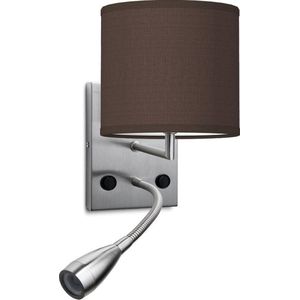 Home Sweet Home wandlamp Bling - wandlamp Read inclusief lampenkap en LED Leeslamp - lampenkap 16/16/15cm - geschikt voor E27 LED lamp - chocolade
