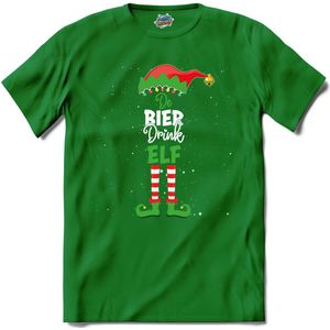 Foute kersttrui - Bier drink kerstelf - T-Shirt - Dames - Kelly Groen - Maat M