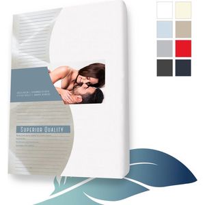 24-Bedding - Jersey Splittopper Hoeslaken - Extra zacht - 97% katoen - 3% Elastaan - 180X220 cm - Wit - 5 t/m 15 cm hoogte.